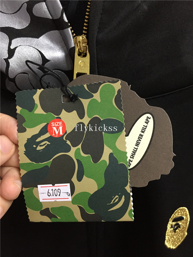 A Bathing Ape Premium BAPE Black Gold Shark Hoodie